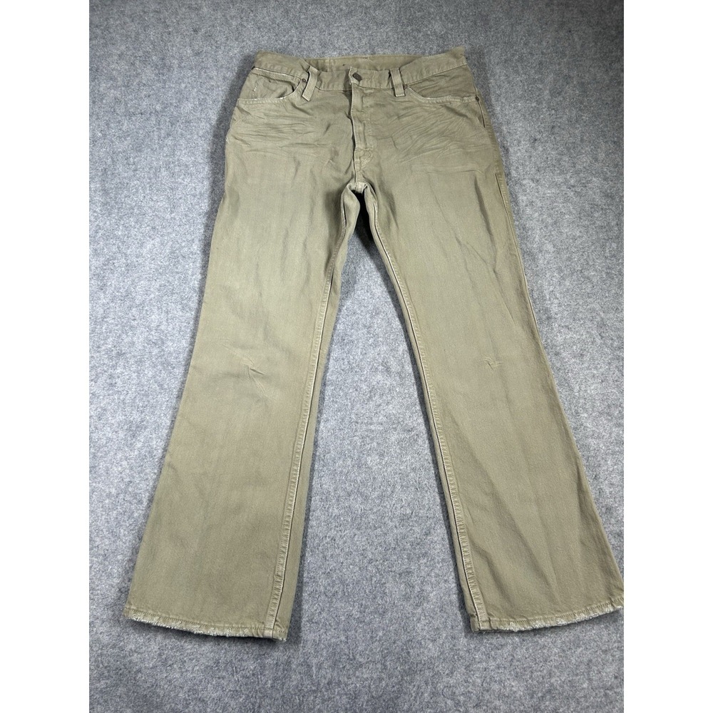 Vtg Polo Ralph Lauren Jeans Mens 33x30 Green Bootcut 100% Cotton Distressed Y2K